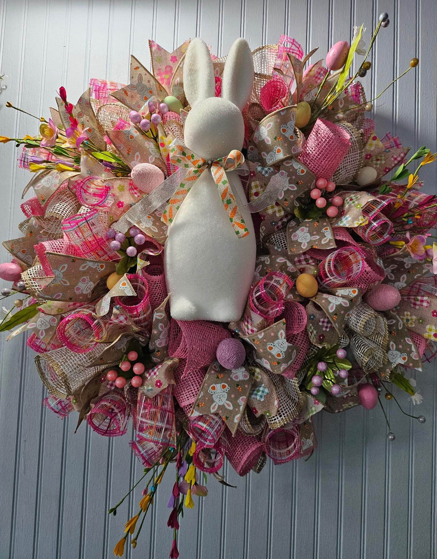 Flocked Easter Bunny Wreath
