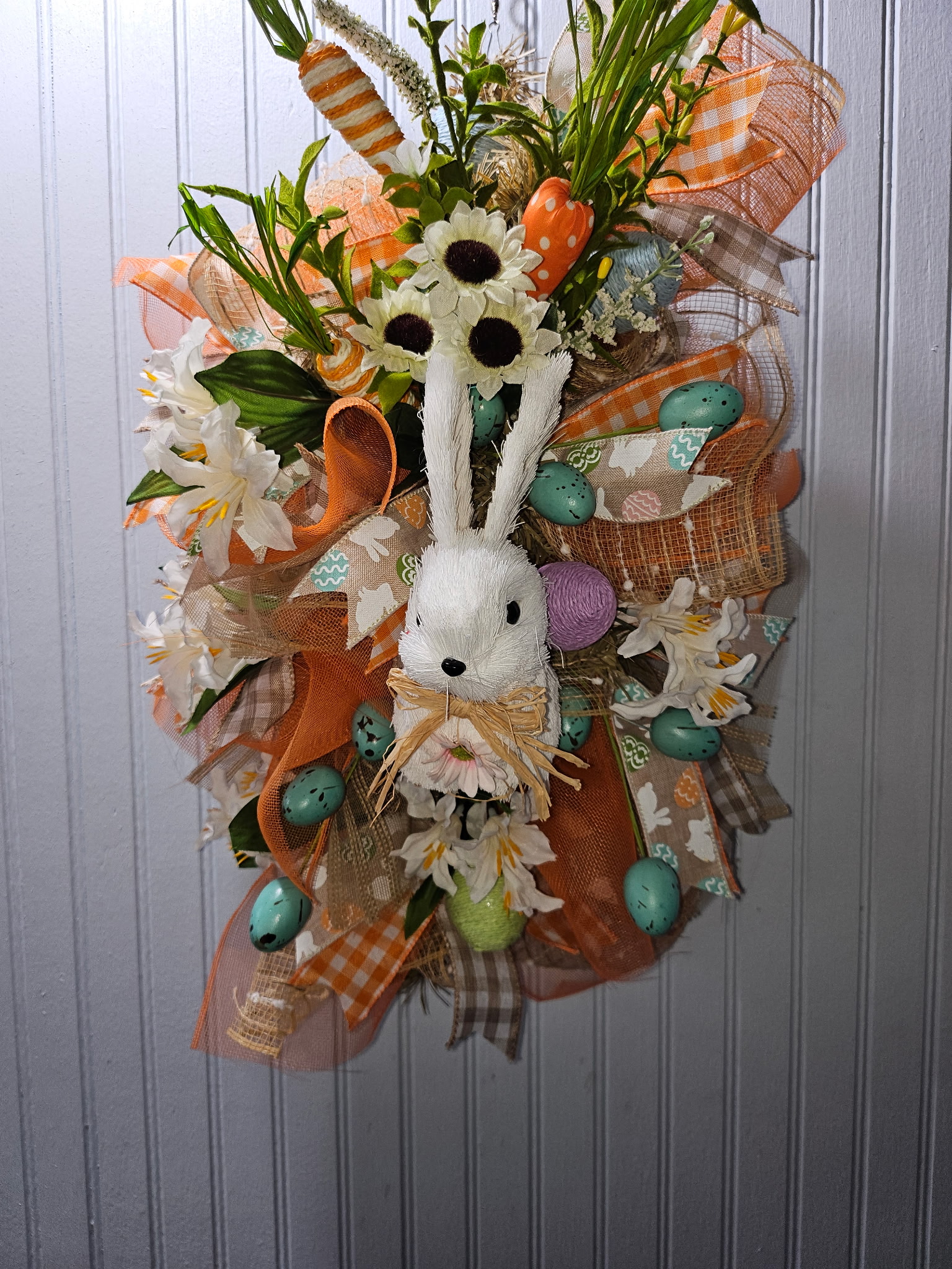 Bunny Swag with Florals, Greenery, and Easter Eggs